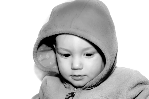 Baby boy in warm jacket — Stock Photo, Image