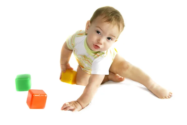 Playing baby over white — Stock Photo, Image