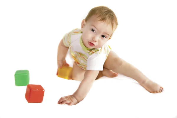 Playing baby over white — Stock Photo, Image