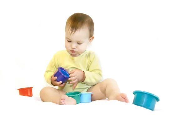 Playing baby over white — Stock Photo, Image