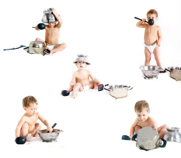 Cooking child over white collection — Stock Photo, Image