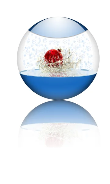 Üveg labdát karácsonyi golyó belsejében felett fehér — Stock Fotó