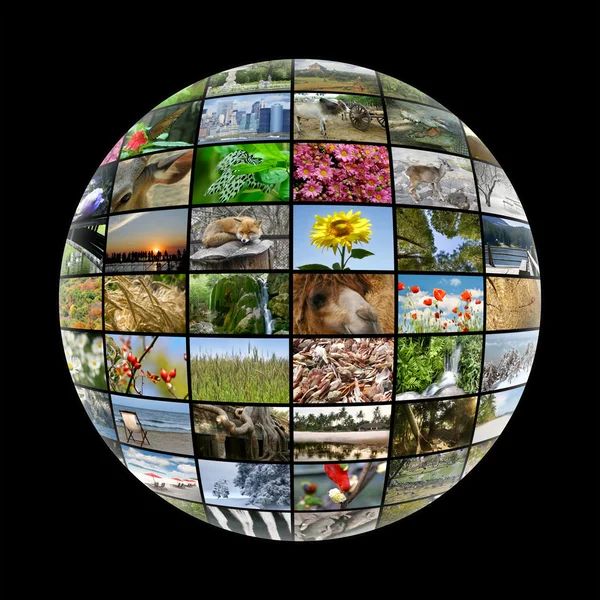 Palla multimediale con immagini sulla natura — Foto Stock