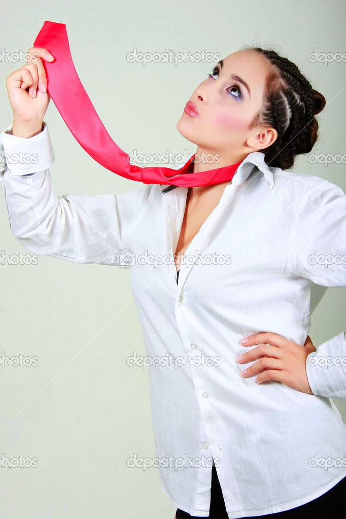 glamour businesswoman with red tie