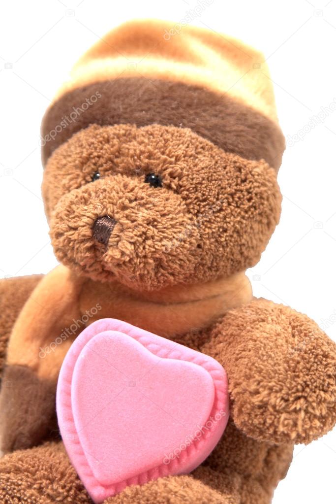 teddy bear with pink heart box