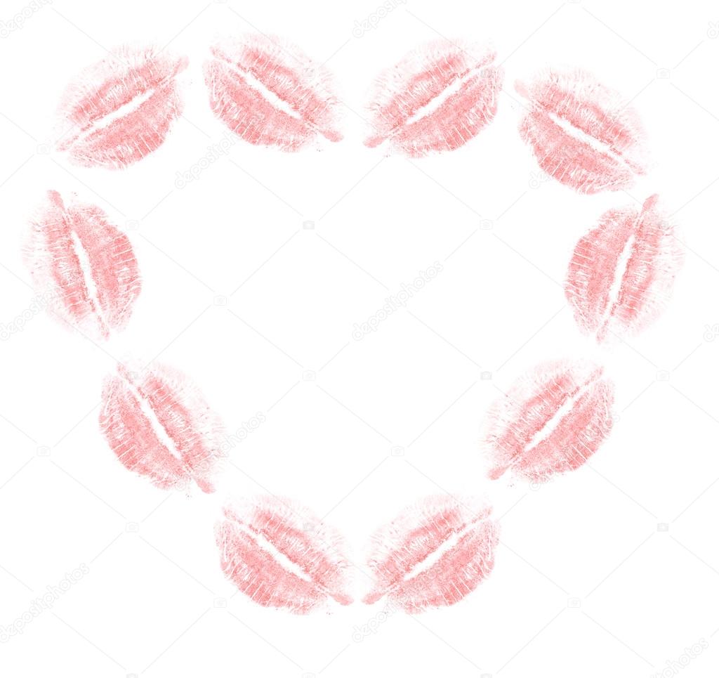 Heart from red lip imprints