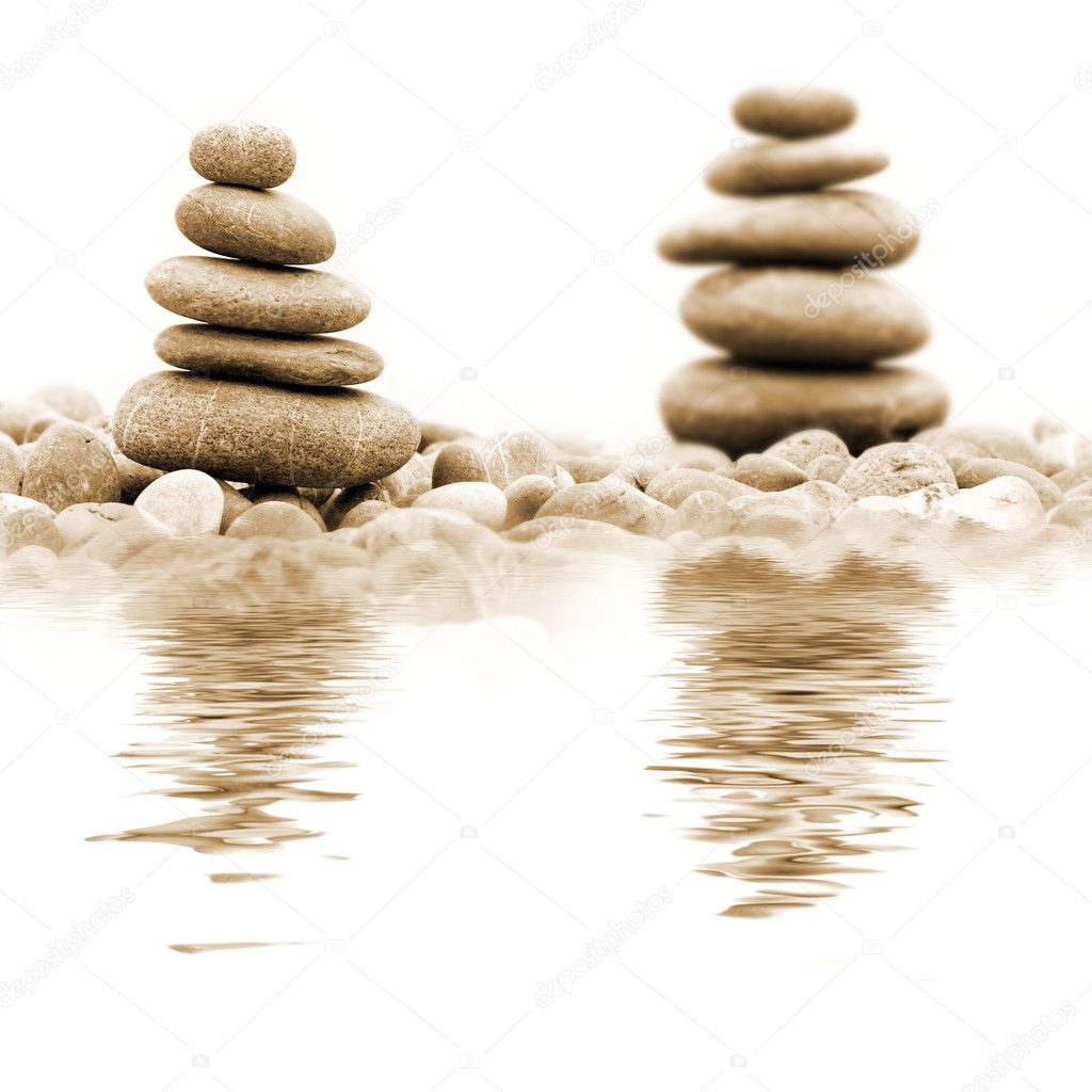 Pile of stones over white