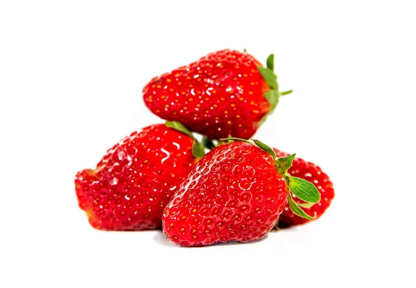 Freshly picked organic strawberry isolated over white background, healthy eating — Stock Photo, Image