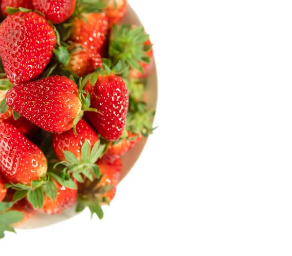 Freshly picked organic strawberry isolated over white background, healthy eating — Stock Photo, Image