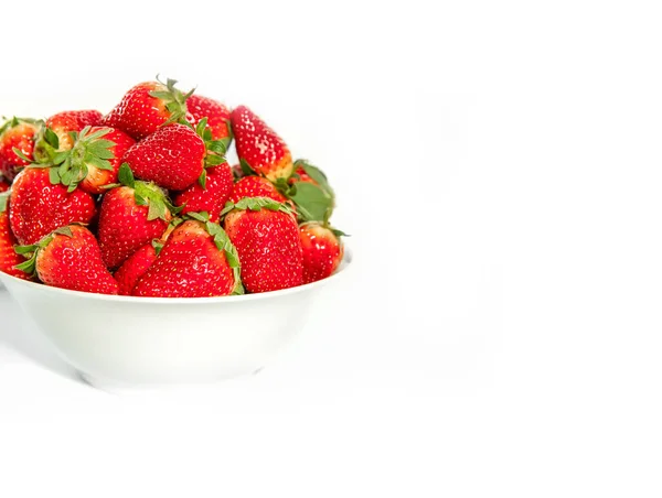 Freshly picked organic strawberry isolated over white background, healthy eating — Stock Photo, Image