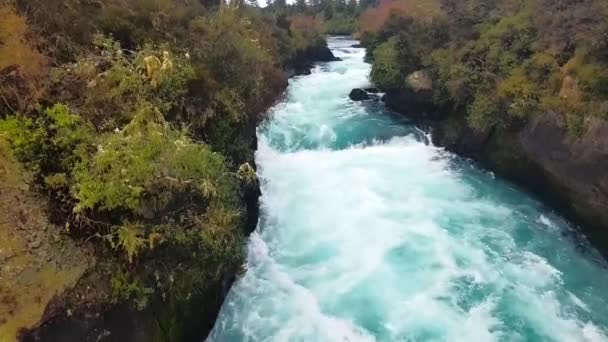 Folyami Zuhatagok Huka Esik Közelében Taupo Vagy Rotorua Északi Sziget — Stock videók