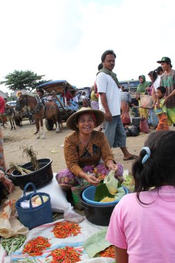 alıcı ve satıcı lombok, Endonezya geleneksel bir Pazar