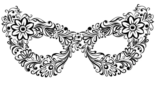 꽃 패턴 및 장식 그림된 실루엣 마스크 — 스톡 벡터