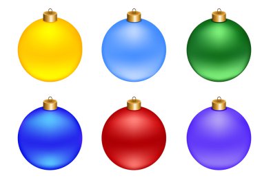 set Noel dekorasyonu topları, üzerinde beyaz izole