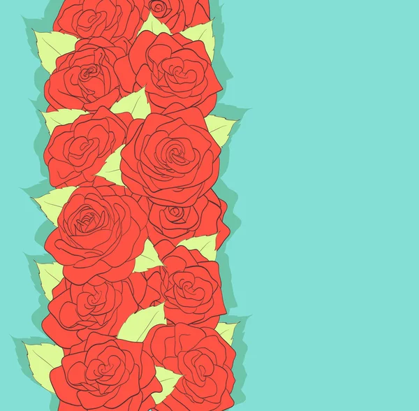 Bakgrund i retrostil. med de gamla färgerna. röda rosor och gröna blad. antiken — Stock vektor
