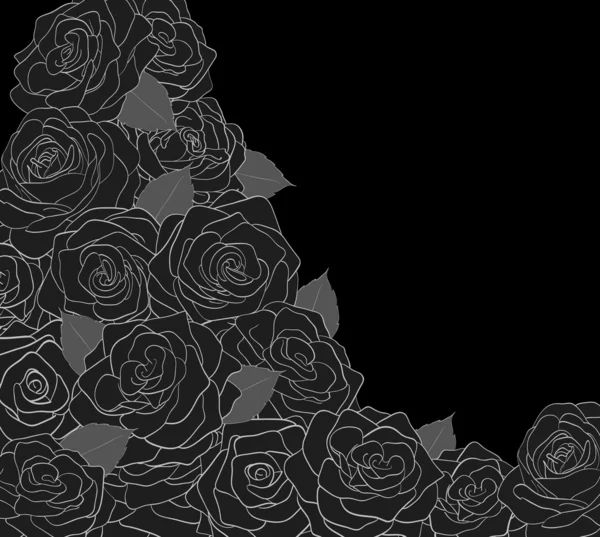 Outline of roses on a black background — Stock Vector