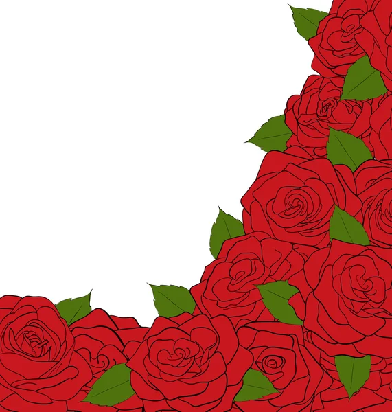 Λευκό φόντο, για μια κάρτα διακοσμημένα με τριαντάφυλλα και κείμενο — Διανυσματικό Αρχείο