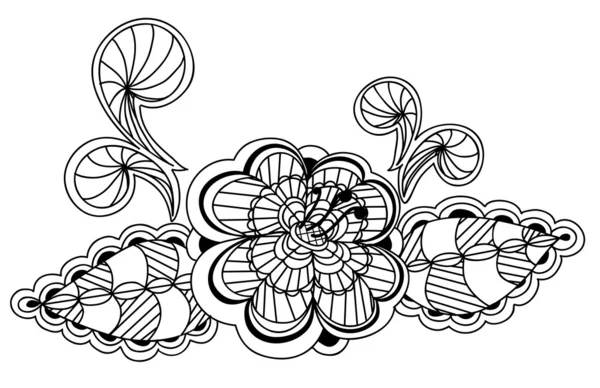 Beau motif floral noir et blanc élément de conception — Image vectorielle