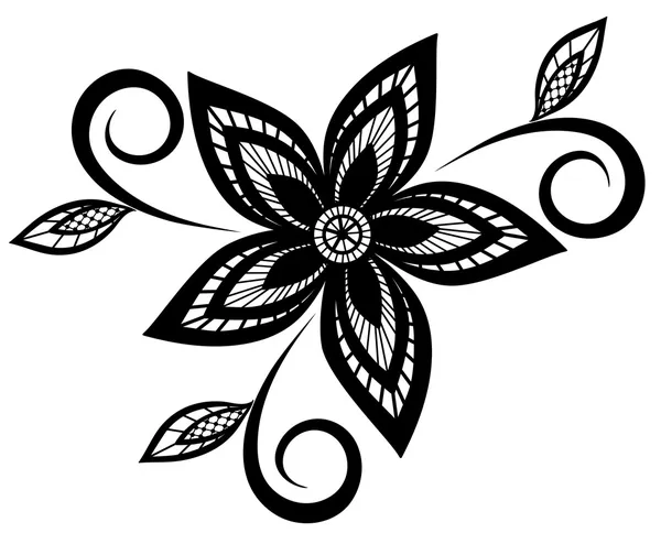 siyah-beyaz çiçek desenli tasarım öğesi.