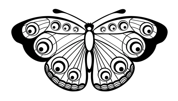 Hermosa mariposa blanca y negra aislada en blanco — Vector de stock