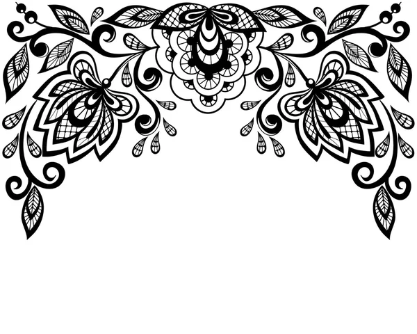 Black and white lace flowers and leaves isolated on white Vector Graphics