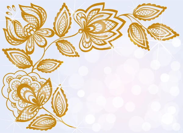 Fondo hermoso bokeh destaca y decorado con patrón floral tallado — Vector de stock