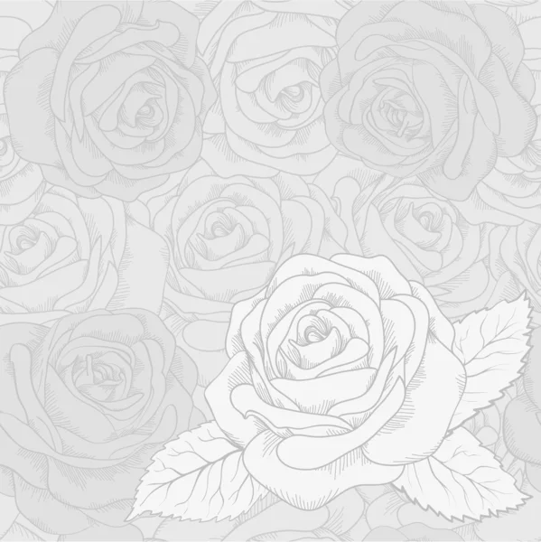 Rose blanche sur un fond gris sans couture — Image vectorielle