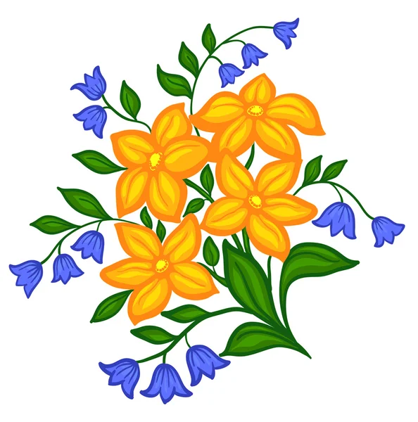 Schöne Blumenarrangements Handzeichnung auf weißem Hintergrund — Stockvektor