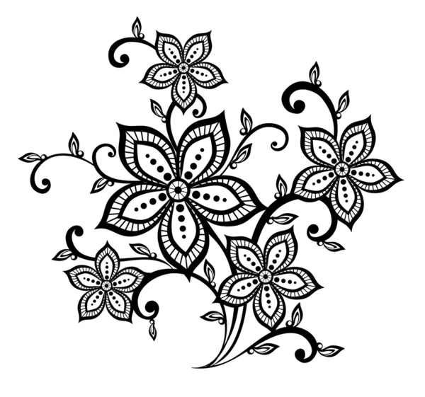 Schöne schwarz-weiße florale Muster Designelement — Stockvektor