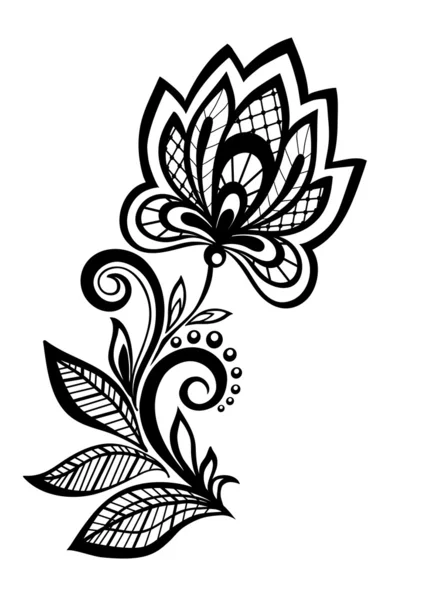 Black and white floral pattern design element. — Stock Vector
