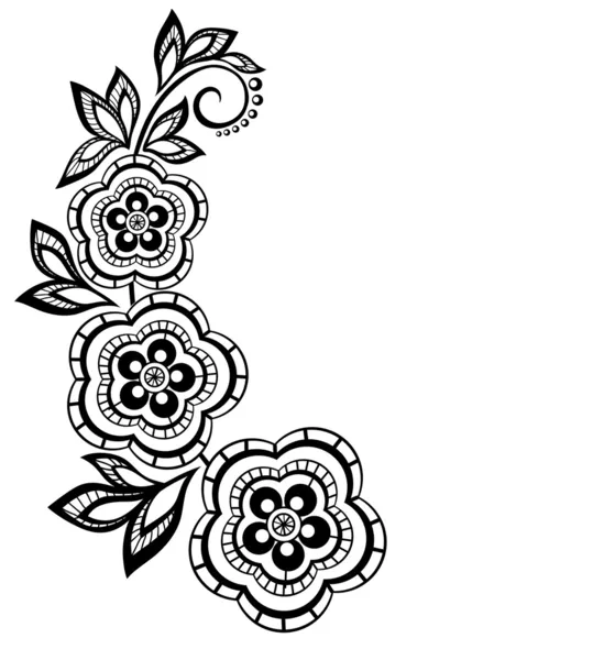 Isolated branch with flowers design element. With the effect of lace eyelets. — Stock Vector