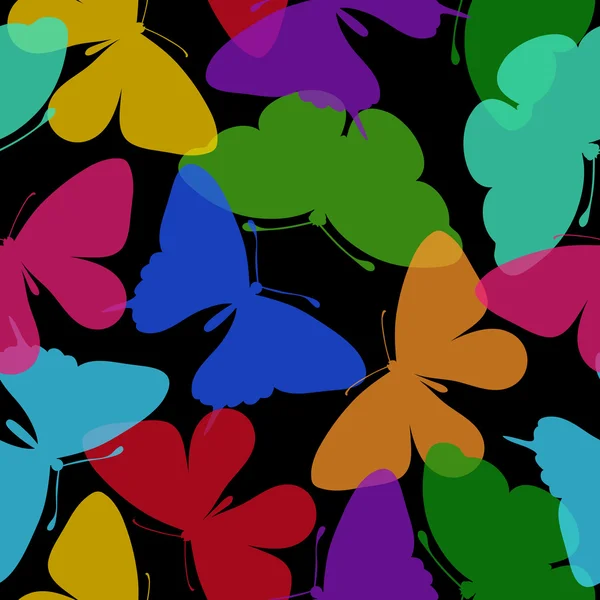蝶の美しいシームレスな背景。アーティストのプロフィールの多くの類似点 — ストックベクタ