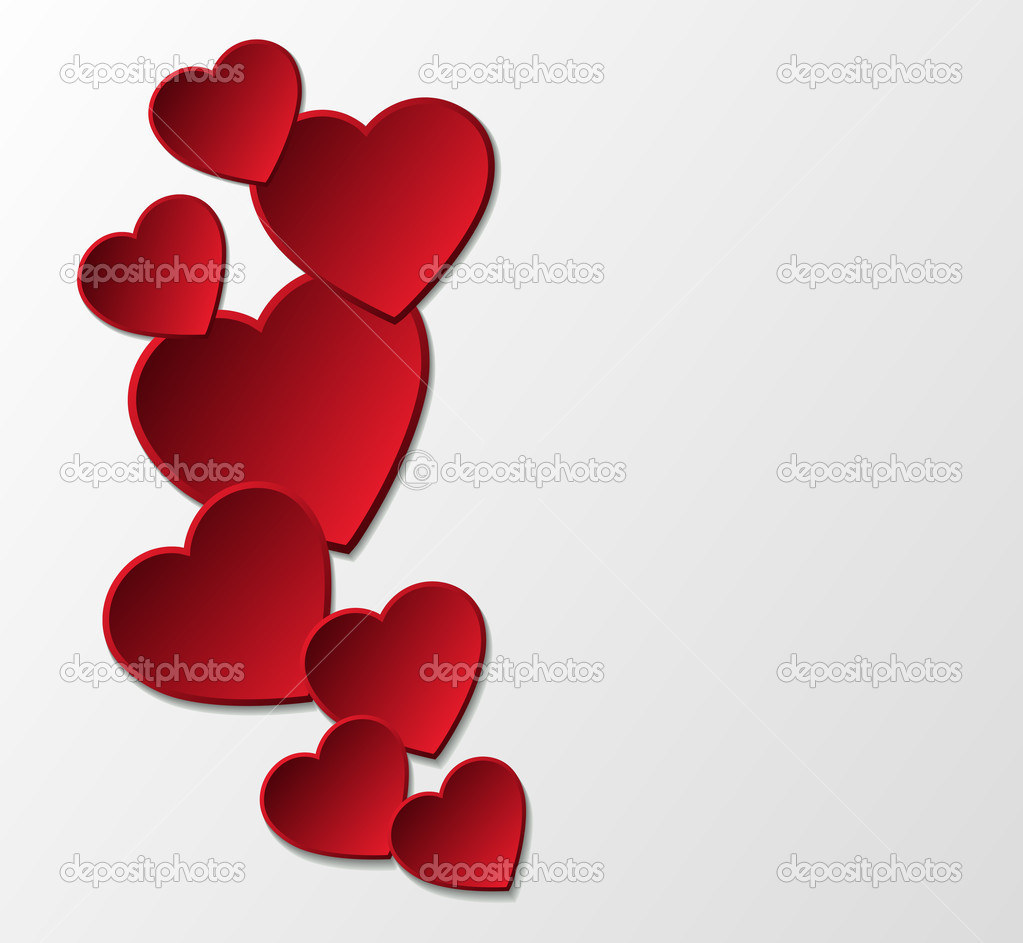 Red paper hearts background.