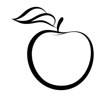 Vector monochrome illustration of apple logo.