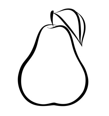 Vector monochrome illustration of pear logo. clipart