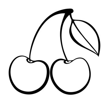 kiraz logo vektör tek renkli çizimi.