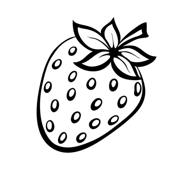 Ilustrasi monokrom vektor dari logo strawberry . - Stok Vektor