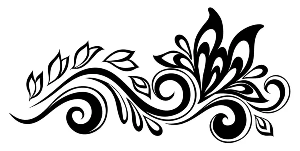 Hermoso elemento floral. Flores y hojas en blanco y negro elemento de diseño. Elemento de diseño floral en estilo retro . — Vector de stock