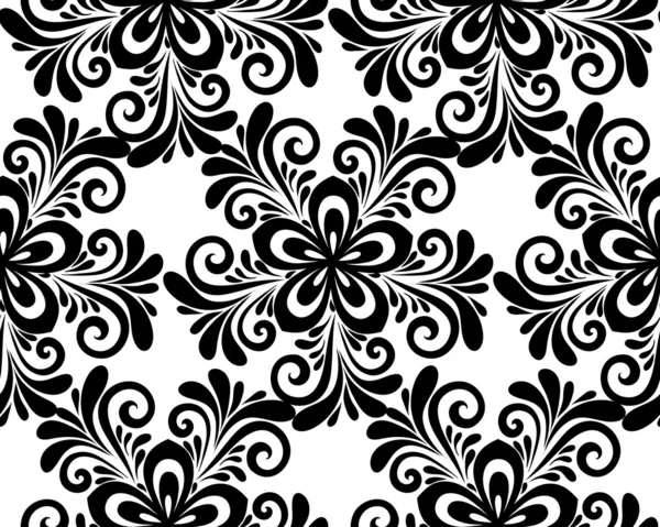 Black and white floral seamless pattern. — Stock Vector