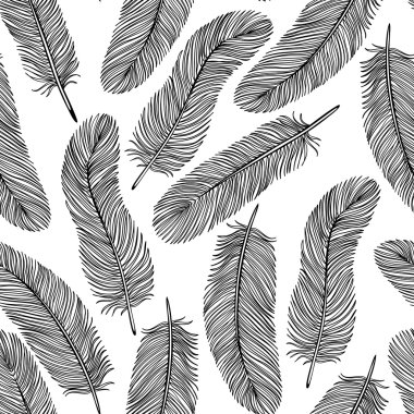 siyah-beyaz tüy sorunsuz arka plan.