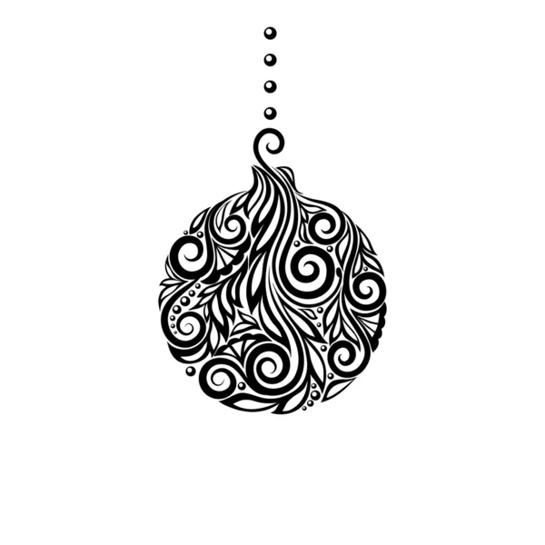 Boule de Noël noire et blanche. Grand élément de design pour décorer les cartes de Noël — Image vectorielle