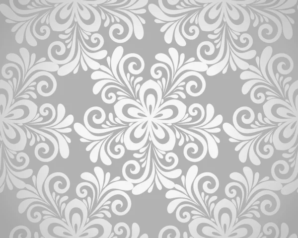 Excellent seamless floral background with flowers in silver. — Stock Vector
