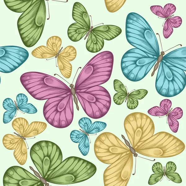 Hermoso fondo sin costuras con mariposas de colores — Archivo Imágenes Vectoriales