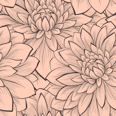 çiçek açan dahlias closeup ile güzel seamless modeli.