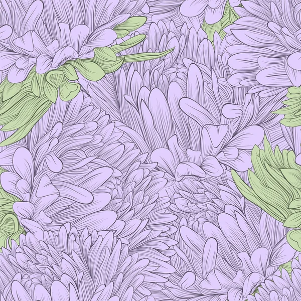 Hermoso fondo sin costuras con flores de color lila aster — Archivo Imágenes Vectoriales