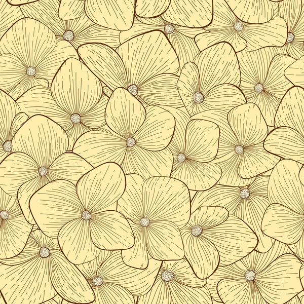 手描きの花ヴィンテージ色で美しいシームレスなパターン — ストックベクタ