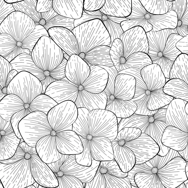 Seamless pattern with monochrome, black and white flowers — Stock Vector