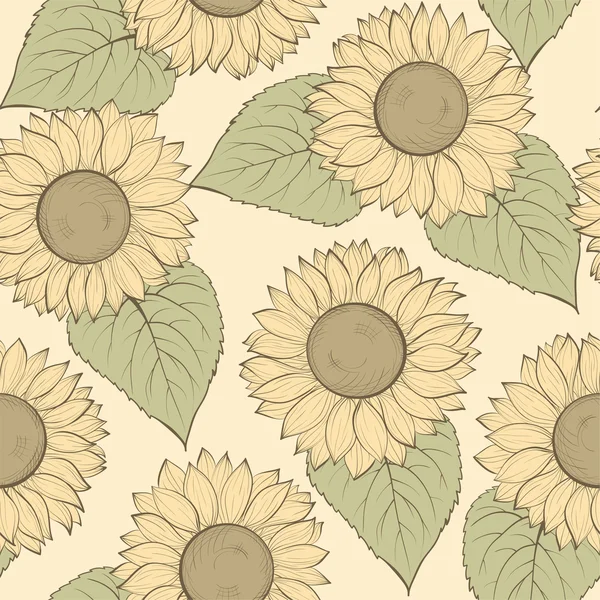 Hermoso fondo sin costuras con girasoles — Archivo Imágenes Vectoriales