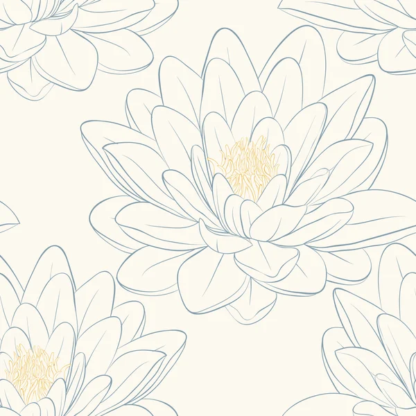 Krásný vzor bezešvé s lotosovými květy. — Stockový vektor