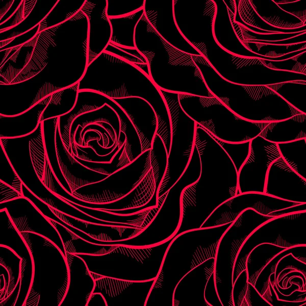 Beautiful seamless pattern in roses with contours. Royalty Free Stock Vectors